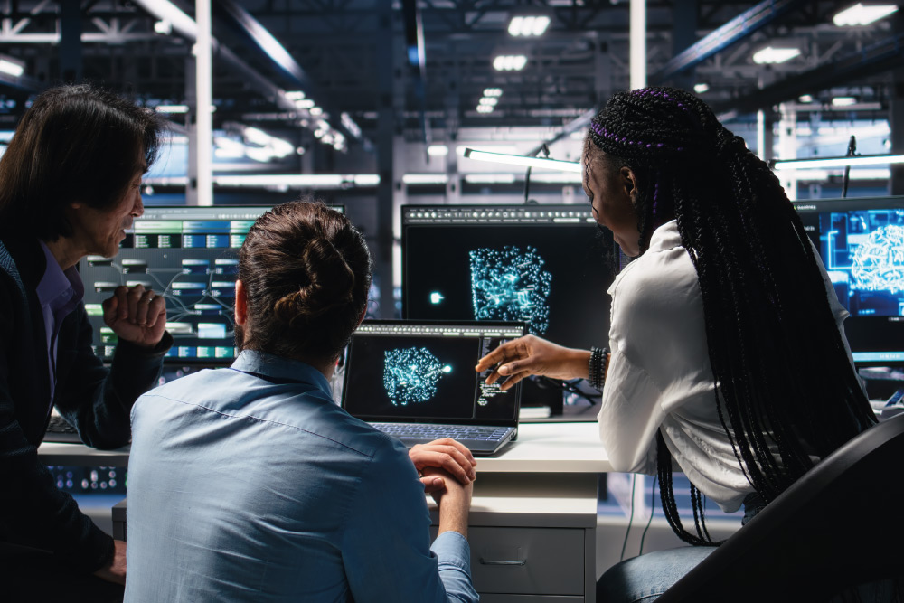 IA nelle risorse umane: team aziendale analizza processi e flussi di lavoro con strumenti di intelligenza artificiale